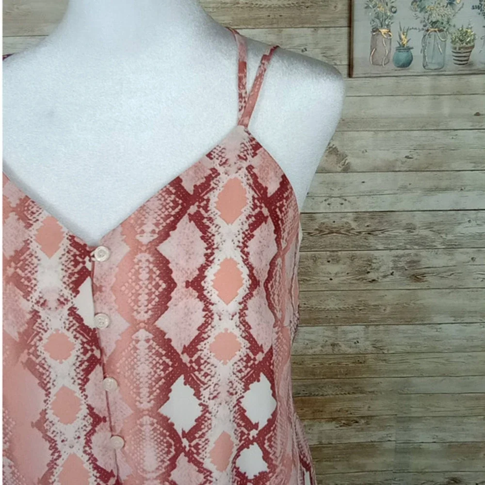 Charming‎ Charlie’s Spaghetti Strap Pink Snakeskin Print Top S